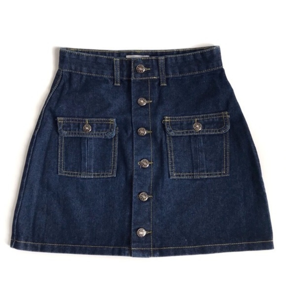 Firth High Rise Jean Denim Button Up Mini Skirt Size Small